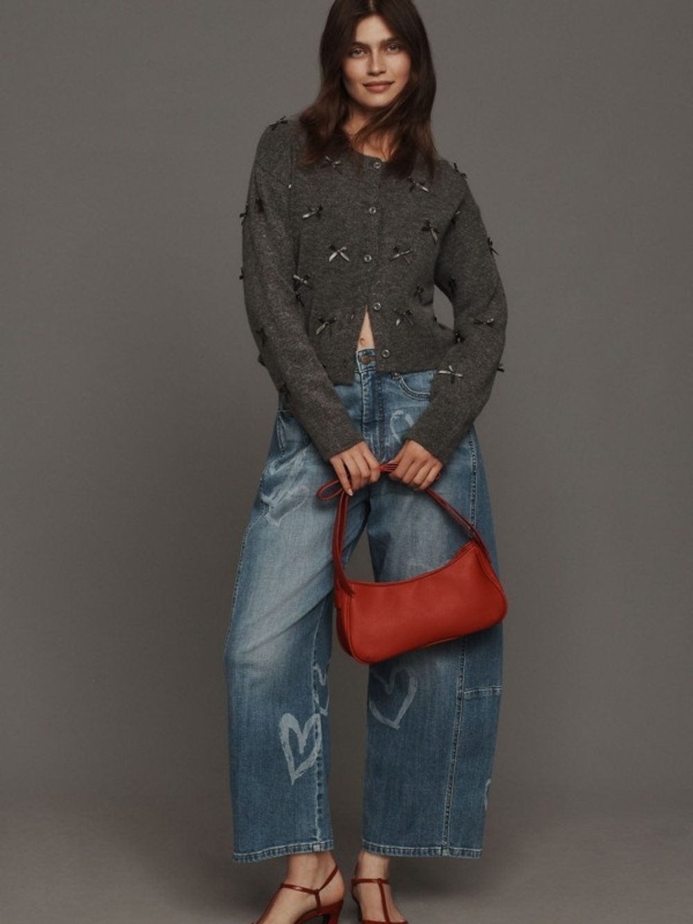 Pilcro The Kenna Mid-Rise Heritage Barrel Jeans Heart Icon Edition Sizes 28